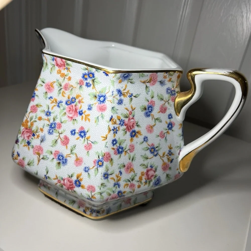 Vintage Two's Company Dana Chintz Floral Porcelain Pitcher 7
